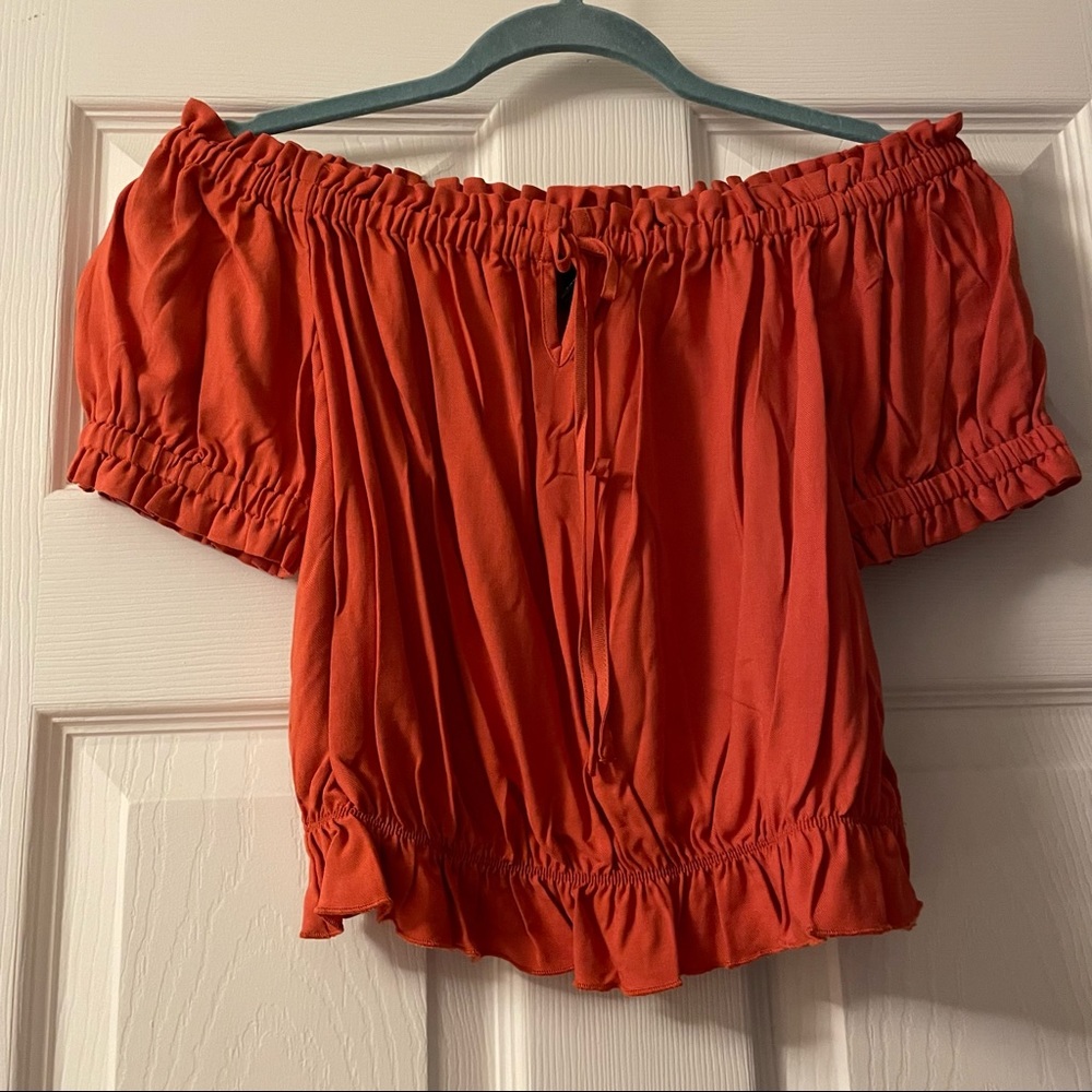 Orange Puff Sleeve Top